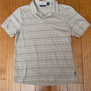 Perry Ellis Beige Striped Polo Shirt